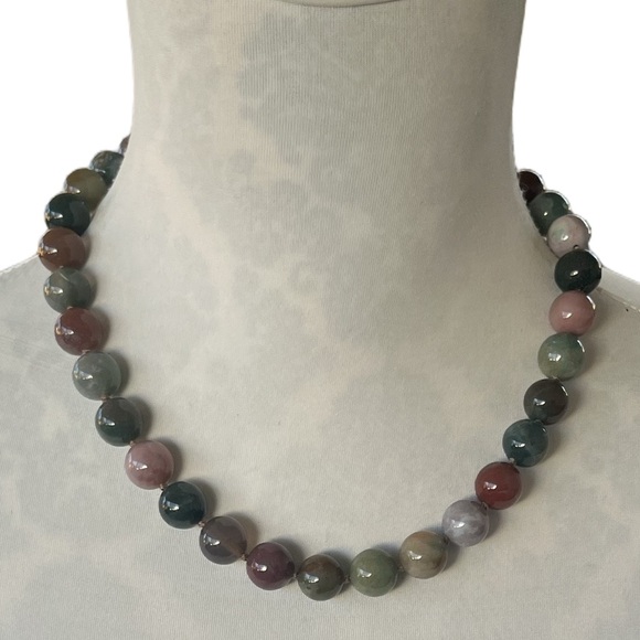 Jewelry - Multicolor Agate Beaded Necklace – 18” Genuine Stone Jewelry